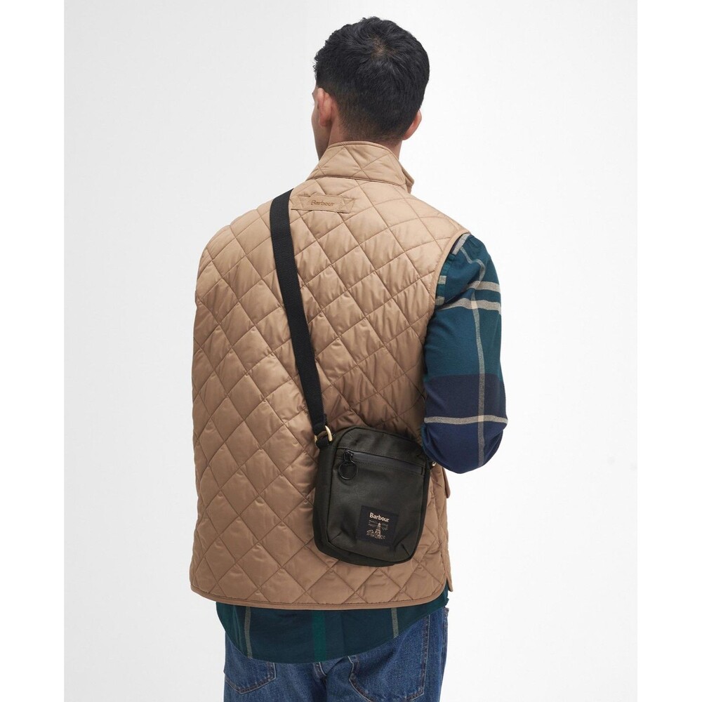 BARBOUR Mens Field Wax Crossbody Bag Olive Black